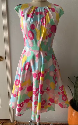 Boden• Watercolor Floral Retro Fit & Flare Cotton Dress• Sz 6 thumbnail 1