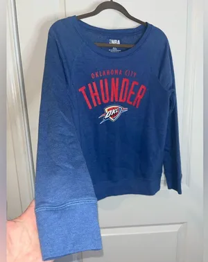 NBA Sz Small Womens Fleece Lined OKC OklahomaCity Thunder Blue Cotton Sweatshirt thumbnail 3