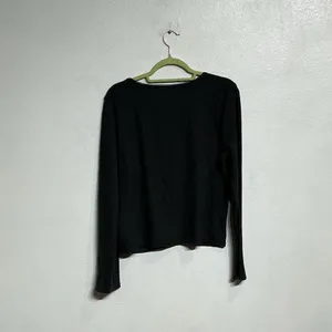 Aerie Black Waffle Knit Long Sleeve Top Sz XL thumbnail 8