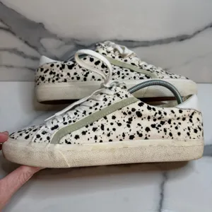 Madewell Women's Calf Hair Green Accent Sidewalk Sneaker Sz 9 Spotted Low Top thumbnail 7