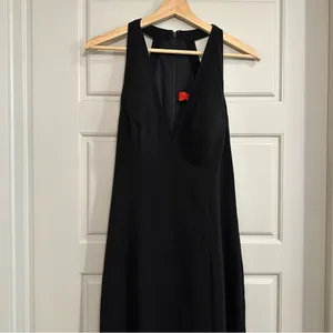 Carmen Marc Valvo Black Deep V Evening‎ Dress Size 8 thumbnail 4