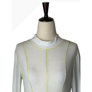 Free People Out of This World Bodysuit Women Small Ivory Yellow Ribbed Knit Boho thumbnail 4