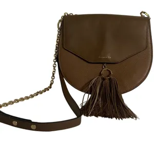 Louise et Cie Crossbody Bag Womens Small‎ Brown Leather Tassel Gold Chain Strap thumbnail 1