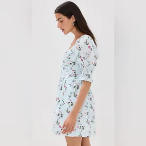 SOLD OUT Hill House Home The Ophelia Mini Dress in Pond Floral Size XS thumbnail 4
