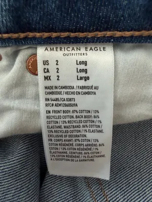 American Eagle AE Curvy High Waisted Stovepipe Jean Raw Hem Size 2 Long thumbnail 13