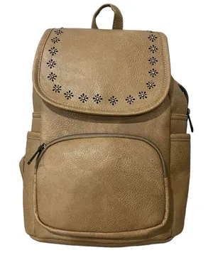 NEW Revive Vegan Backpack Handbag Tan 12” Tall Floral Zip‎ thumbnail 1