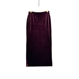 French Connection Burgundy Velvet Maxi Skirt L Made in USA 90s Y2K Column thumbnail 2