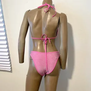 Aerie glitter pink bikini swimsuit set small XS SW2 7013 thumbnail 8