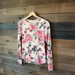 Shop Stevie Floral Mesh Long Sleeve Top Rose Print Fairy Grunge Y2K thumbnail 3