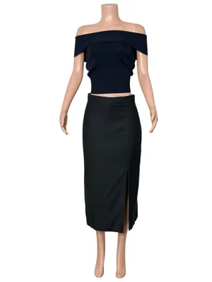SÉZANE Madelyn Linen-Blend Midi Skirt, Black, FR40/US8 thumbnail 3