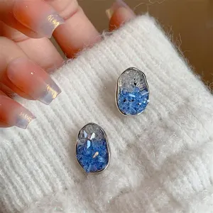Sterling Silver Blue Ombre Crystal Stud Earrings thumbnail 4