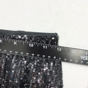 White Fox Sequin Flare Pants‎ Womens Sz S Black Sparkly Wide Leg Party Polyester thumbnail 6