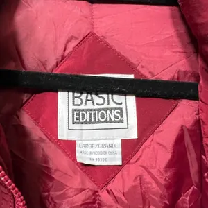 Vintage 90s Basic‎ Editions Winter Coat Puffer Quilted Lined Button Up Red Large thumbnail 5