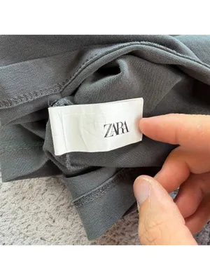 Zara Dark Gray Fitted Stretch Cropped Baby Tee Womens XS Basics Top Minimalist thumbnail 6