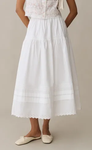 NWT Few Moda Beth Skirt size 0 o.p.t white cotton eyelet maxi midi skirt thumbnail 1