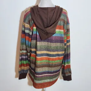Exclusive Colorful Striped Hoodie NWT Sz Medium Women's Oversized Stripe Shacket thumbnail 6