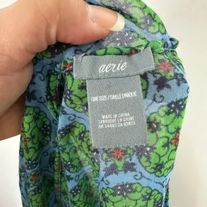 Aerie Green Blue Boho Floral Print Infinity Scarf Lightweight Sheer One‎ Size thumbnail 4