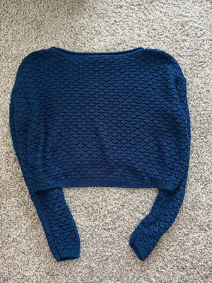 Navy Blue Cropped Sweater  thumbnail 2