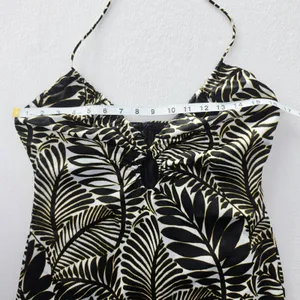 Christian Lacroix Black White Palm Leaf Halter Midi Dress Keyhole Size Small thumbnail 8