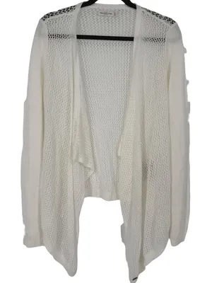 Abercrombie & Fitch Womens Crochet Open Knit Drape Front Cardigan Sweater Sz M/L thumbnail 1