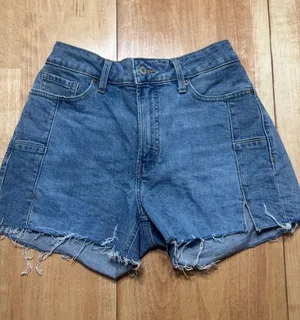 Old Navy OG Straight High Rise Jean Shorts Womens 10‎ Blue Denim Cutoff Raw Hem thumbnail 1