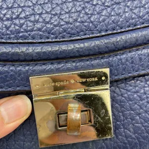 Kate Spade NY Merrick Blue Crossbody Handbag Pebbled Leather Purse Bag Gold thumbnail 4