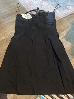 NWT Zara Black Lace-Trim Slip Dress thumbnail 7