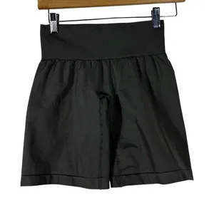 NVGTN Seamless Solid Biker Shorts Dark Olive Green Athletic Gym Yoga Size XS thumbnail 1