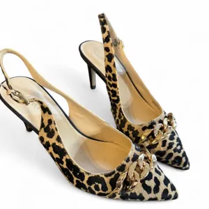 Violet and Red Leopard Print Calf Hair Leopard Print Kitten Heels Pointed Toe 8M thumbnail 1