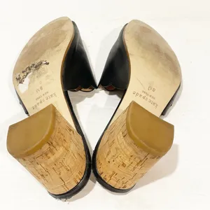 Kate Spade‎ Size 8 Warren Black Scalloped Open Toed Block Heel Slip On Mules thumbnail 7