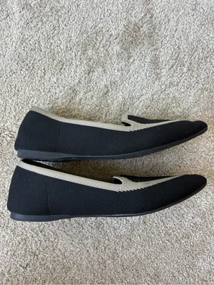 Birdies Blackbird Black Tan Slide On Flats Knit Comfort Preppy Pointed Toe thumbnail 5