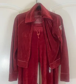 Esprit Y2K Retro Velour Tracksuit - No Size Tag - Red thumbnail 3