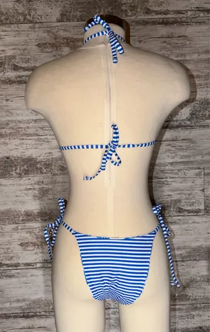 Two Piece White and Blue Reversible Bikini Set  thumbnail 6