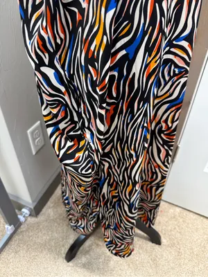 van winkle & co. Zebra Stripe V-Neck Short Dolman Sleeve Satin Midi Caftan Lg thumbnail 8