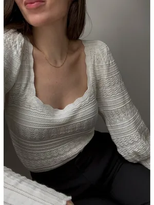 Sézane NWT La Maille Ronnie in Ecru Textured Pointelle Knit Sweater Top XS thumbnail 13