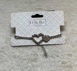 D'Bello Silver Heart Crystal Bracelet thumbnail 1
