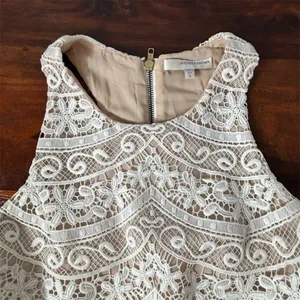 Lavender Brown Women's White Lace Mini Dress Sleeveless Party/Cocktail S‎ thumbnail 3