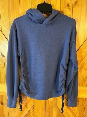 Aerie Womens Long Sleeve Hooded Sweatshirt Periwinkle Side Ruched Size XS (5301) thumbnail 1