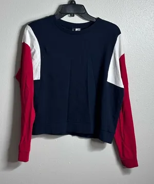 H&M Divided Multi Color Red Navy White Long Sleeve Pullover Sweater Size‎ M thumbnail 1