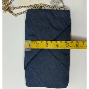 A New Day Cell Phone Purse Bag Denim Blue Gold Chain Crossbody Chic Festival New thumbnail 8