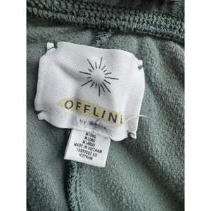 Aerie OFFLINE Women's Dark Green Velour Joggers M Long Drawstring Pockets thumbnail 8