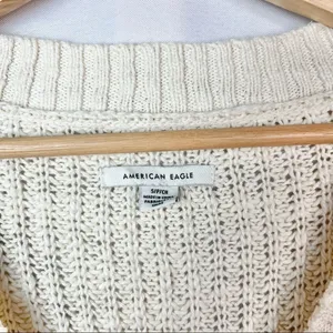American Eagle AEO Off White Knit V-Neck Sweater S‎ thumbnail 5