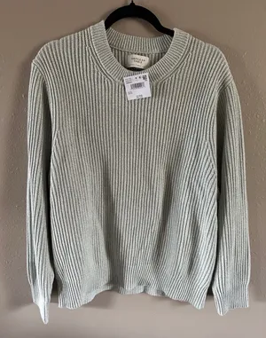 American Eagle Ribbed-Knit Crew Neck Pullover Sweater XL Light Green Long Sleeve thumbnail 1