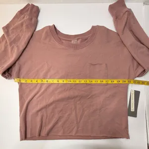 Harmony Balance‎ Organic Cotton Mauve Cropped Sweater Womens Size L Gym Yoga New thumbnail 4