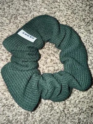 PARKE Forest Green Waffle Knit Hair Scrunchie thumbnail 1