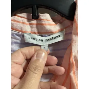 English Factory Button Down Shirt Womens Small Multicolor Pastel Gingham Striped thumbnail 4