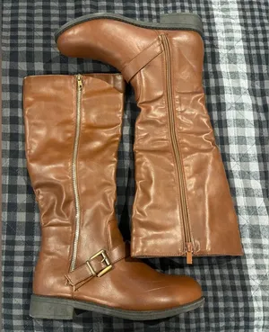 Wild Diva Mid Calf Cognac Boots thumbnail 1