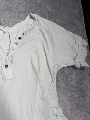 Free People we the free light mint Short Sleeve Henley Top heritage XS thumbnail 4