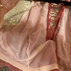 Victorias Secret Very Sexy High Neck Lace Strappy Bralette Begonia Soft Red Medi thumbnail 7