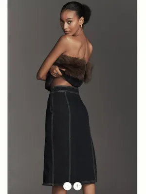 Anthropologie Pilcro Seamed Side-Slit Denim Midi Skirt thumbnail 4